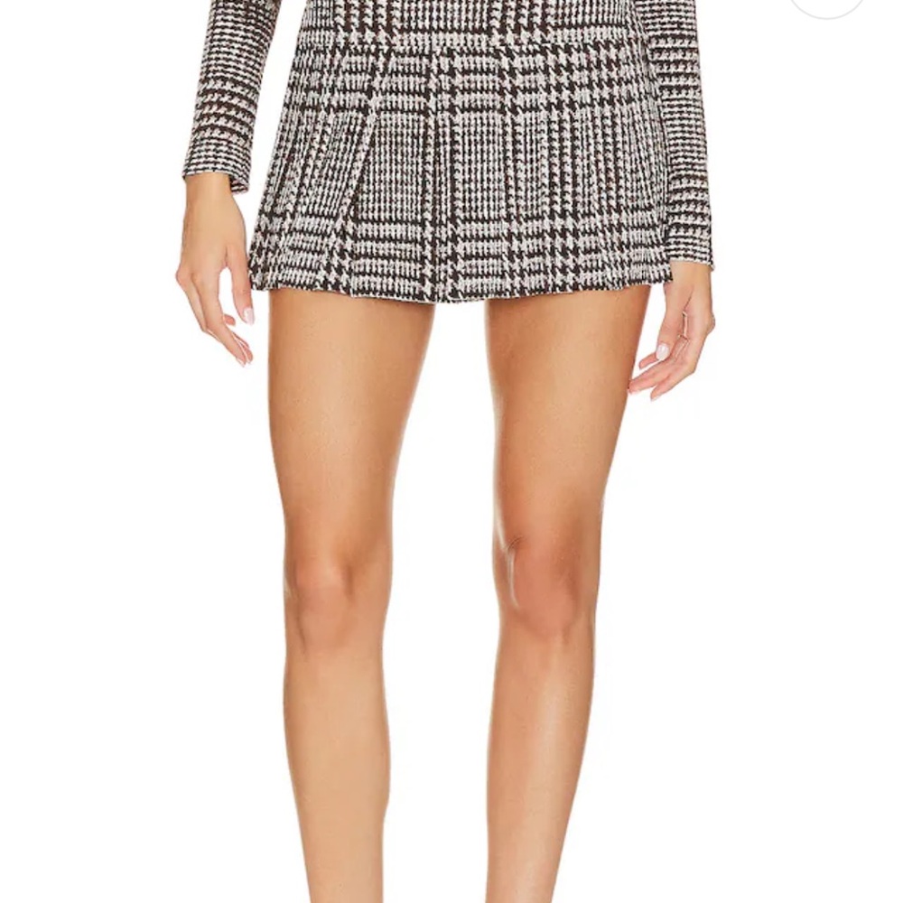 Norma Kamali Black & White Checked Mini Skirt